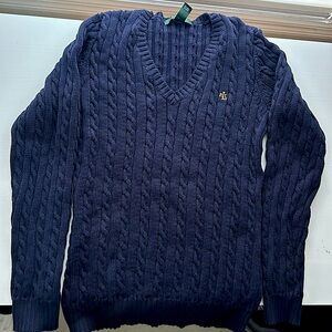 XS Navy Blue Lauren Ralph Lauren cable knit sweater